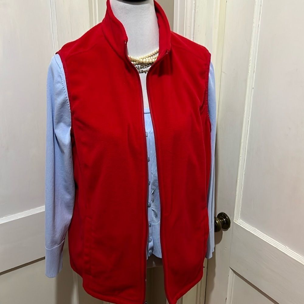 NWOT Lands' End Red Fleece Vest Women's XL